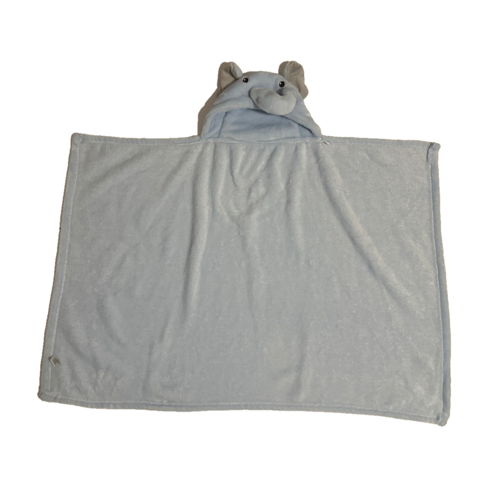 HB Hudson Baby Elephant Blue Baby Blanket Lovey Kids Security Hooded Wrap